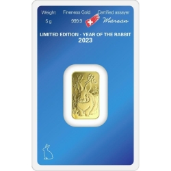 5 Gram Argor-Heraeus Year of the Rabbit Gold Bar