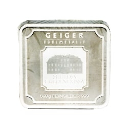 500 Gram Geiger Security Square Silver Bar 500 Gram Geiger Security Square Silver Bar