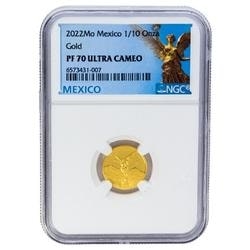 2022 1/10 oz NGC PF-70 Mexican Gold Libertad Proof Coin 2022 1/10 oz NGC PF-70 Mexican Gold Libertad Proof Coin