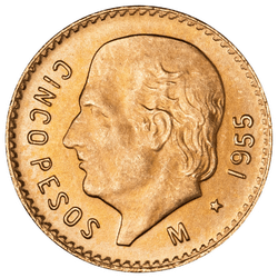 Mexican 5 Pesos Gold Coin - Random Year Mexican 5 Pesos Gold Coin - Random Year