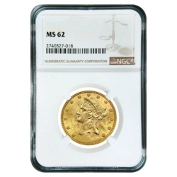 $10 MS-62 Liberty Gold Eagle Coin (NGC or PCGS) - Random Year
