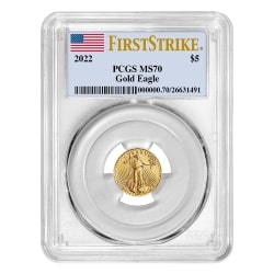 2022 PCGS MS-70 First Strike American Gold Eagle Coin 1/10 oz