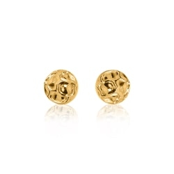 Gold Hammered Disc 24k Earrings | SD24K