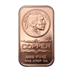 1 oz Indian Head Copper Bar - Osborne Mint