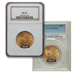 $10 MS-63 Indian Eagle Gold Coin (NGC or PCGS) - Random Year $10 MS-63 Indian Eagle Gold Coin (NGC or PCGS) - Random Year