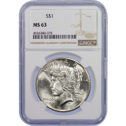 1922-1935 NGC MS-63 Peace Silver Dollar - Random Year 1922-1935 NGC MS-63 Peace Silver Dollar - Random Year
