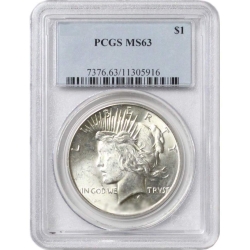 1922-1935 PCGS MS-63 Peace Silver Dollar - Random Year