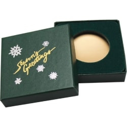 Season's Greetings Green Display Box - 39 mm Round or Coin
