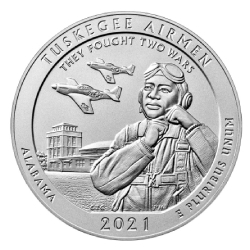 2021 Tuskegee Airmen National Historic Site 5 oz Burnished Silver Coin