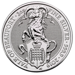 2019 2 oz Queen's Beasts The Yale of Beaufort Silver Coin