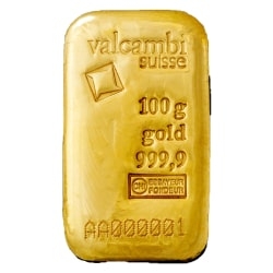 Valcambi 100 Gram Gold Cast Bar Valcambi 100 Gram Gold Cast Bar