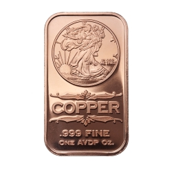 1 oz Walking Liberty Copper Bar - Osborne Mint