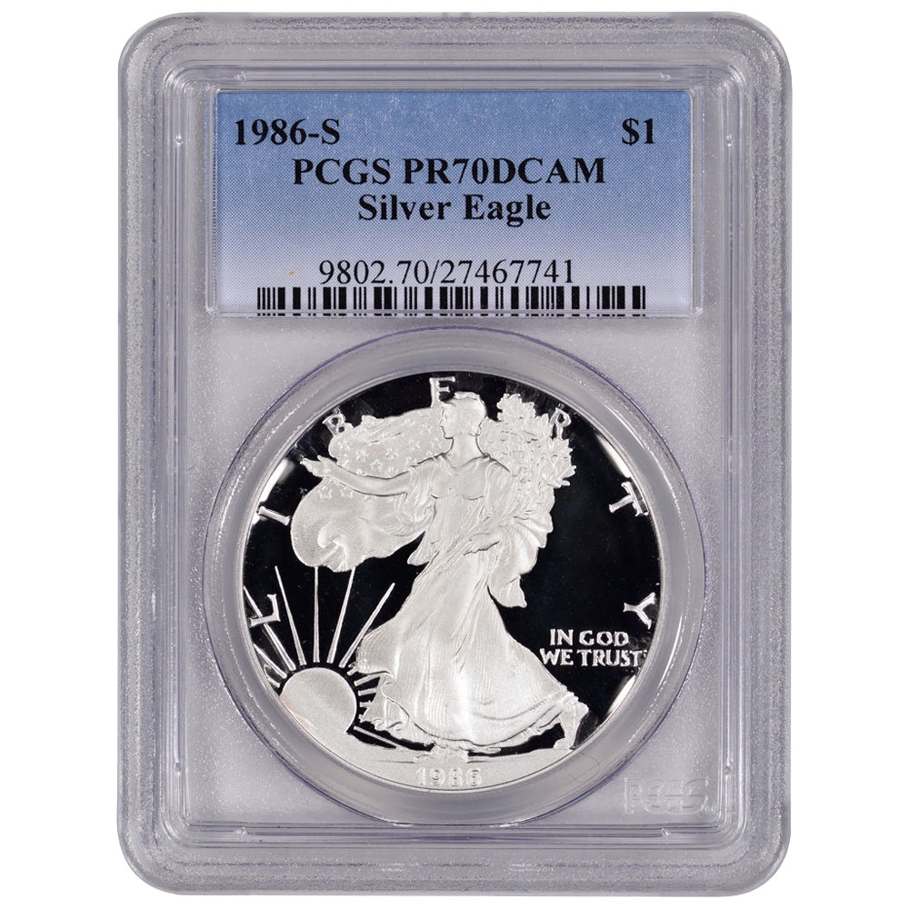 1986\u002DS\u0020PCGS\u0020PR\u002D70\u0020American\u0020Silver\u0020Eagle\u0020Proof\u0020Coin