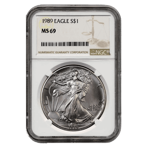 1989\u0020NGC\u0020MS\u002D69\u0020American\u0020Silver\u0020Eagle\u0020Coin\u0020\u0028Brown\u0020Label\u0029
