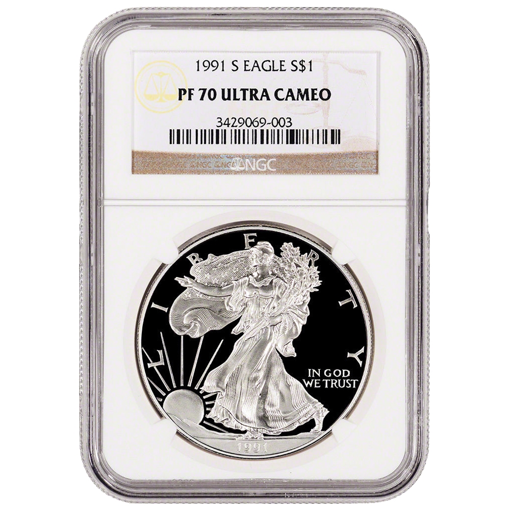 1991\u002DS\u0020NGC\u0020PF\u002D70\u0020Proof\u0020American\u0020Silver\u0020Eagle\u0020Coin
