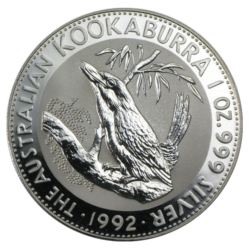 1992\u00201\u0020oz\u0020Australian\u0020Kookaburra\u0020Silver\u0020Coin