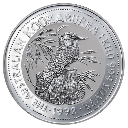 1992\u00201\u0020Kilo\u0020Australian\u0020Kookaburra\u0020Silver\u0020Coin