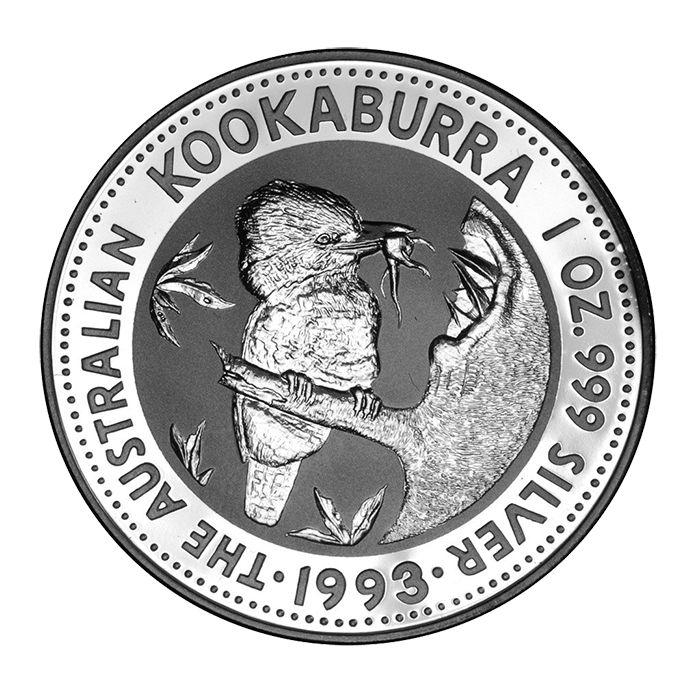 1993\u00201\u0020oz\u0020Australian\u0020Kookaburra\u0020Silver\u0020Coin
