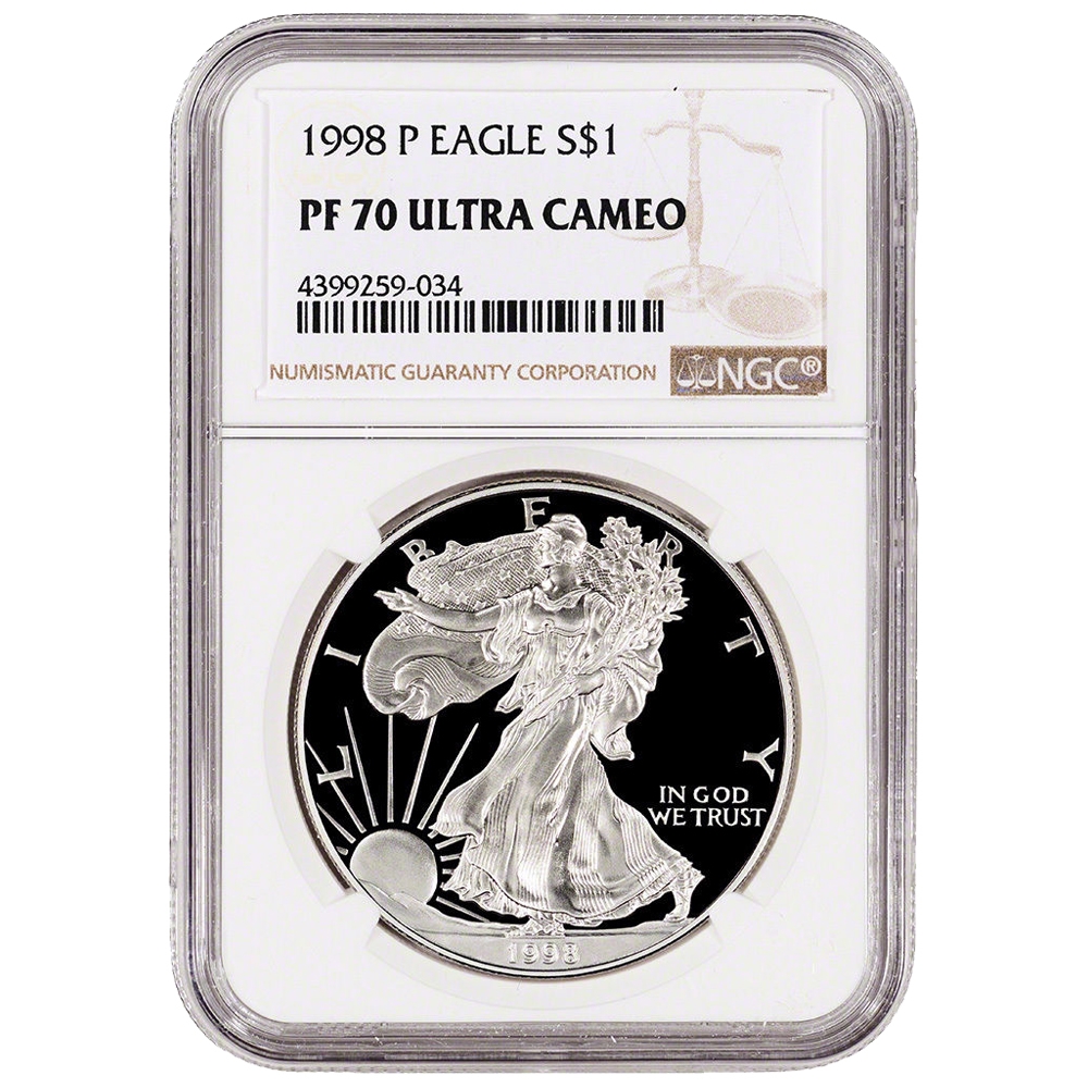 1998\u002DP\u0020NGC\u0020PF\u002D70\u0020Proof\u0020American\u0020Silver\u0020Eagle\u0020Coin