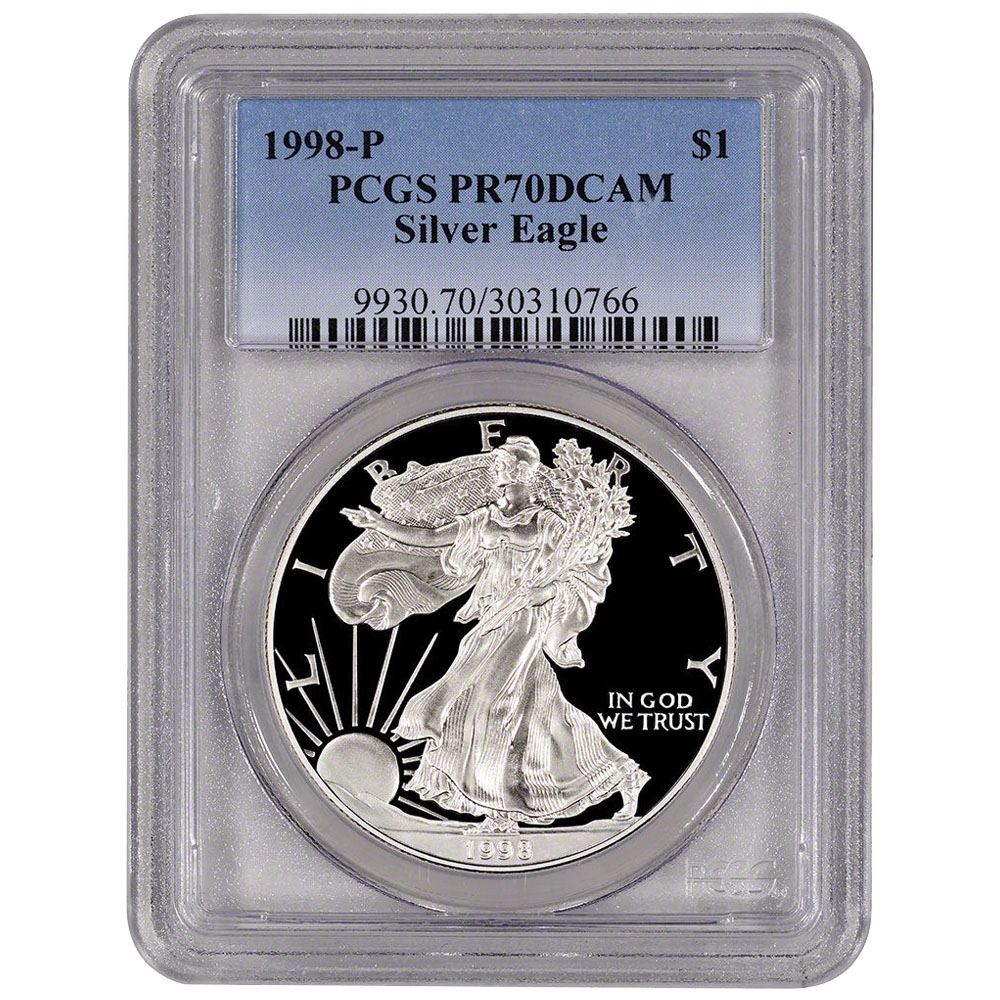 1998\u002DP\u0020PCGS\u0020PR\u002D70\u0020American\u0020Silver\u0020Eagle\u0020Proof\u0020Coin