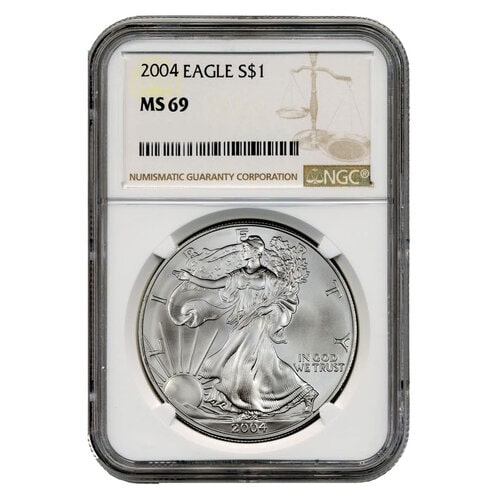 2004\u0020NGC\u0020MS\u002D69\u0020American\u0020Silver\u0020Eagle\u0020Coin\u0020\u0028Brown\u0020Label\u0029