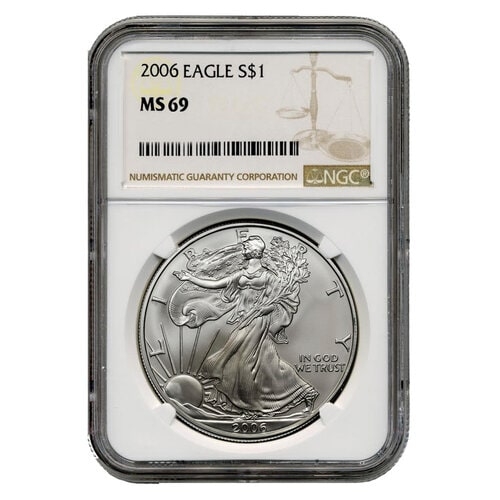 2006\u0020NGC\u0020MS\u002D69\u0020American\u0020Silver\u0020Eagle\u0020Coin\u0020\u0028Brown\u0020Label\u0029