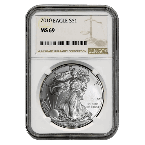2010\u0020NGC\u0020MS\u002D69\u0020American\u0020Silver\u0020Eagle\u0020Coin\u0020\u0028Brown\u0020Label\u0029