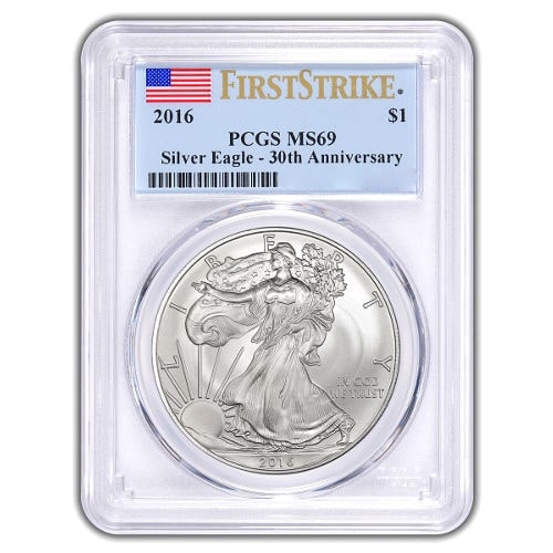 2016\u0020American\u0020Silver\u0020Eagle\u0020First\u0020Strike\u0020MS\u002D69\u0020PCGS\u0020\u002D\u002030th\u0020Anniversary