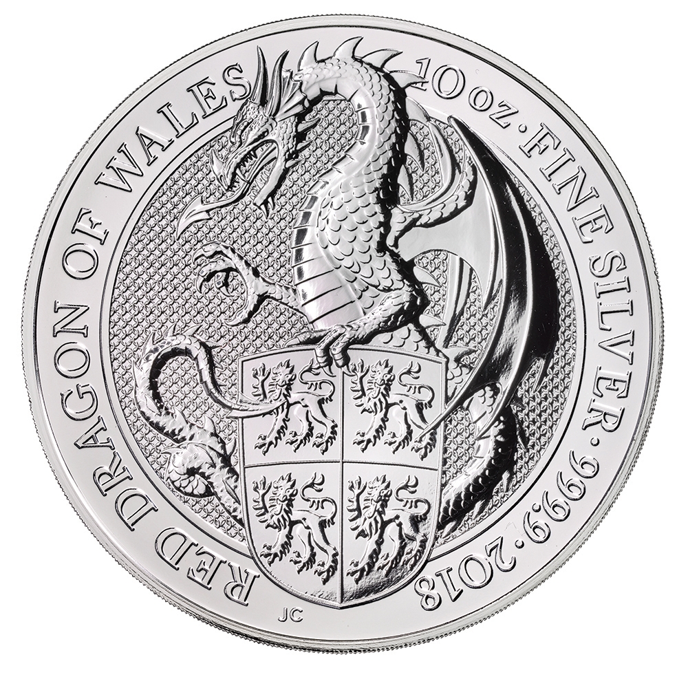 2018\u002010\u0020oz\u0020Queen\u0027s\u0020Beasts\u0020Red\u0020Dragon\u0020of\u0020Wales\u0020Silver\u0020Coin