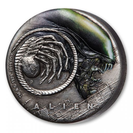 2019\u0020Tuvalu\u00202\u0020oz\u0020Alien\u2122\u002040th\u0020Anniversary\u0020Antiqued\u0020Silver\u0020Coin