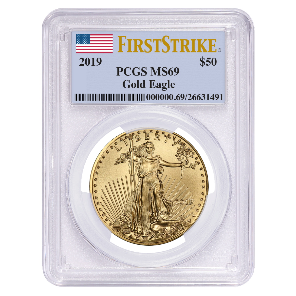 2019\u00201\u0020oz\u0020PCGS\u0020MS\u002D69\u0020First\u0020Strike\u0020Gold\u0020American\u0020Eagle