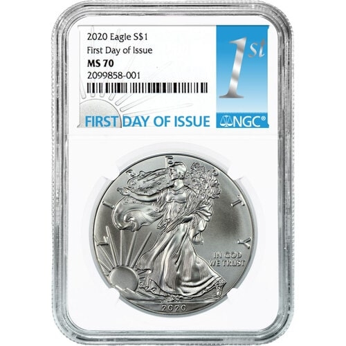 2020\u0020NGC\u0020MS\u002D70\u0020First\u0020Day\u0020Of\u0020Issue\u0020American\u0020Silver\u0020Eagle