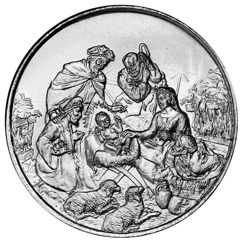 1\u0020oz\u0020Mason\u0020Mint\u0020Nativity\u0020Scene\u0020Silver\u0020Round
