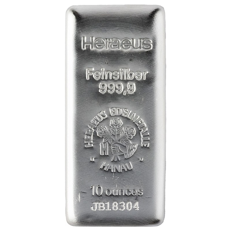 10\u0020oz\u0020Heraeus\u0020Silver\u0020Bar
