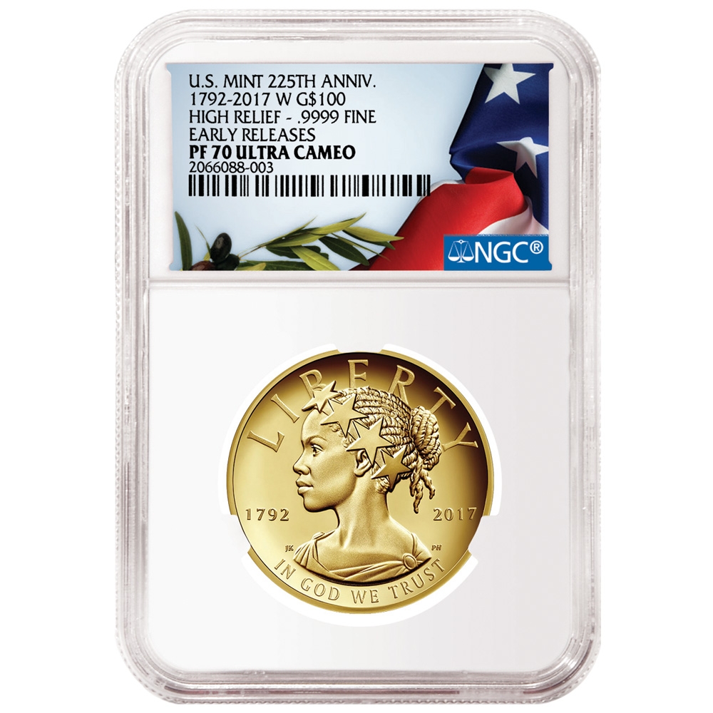 NGC\u0020PF\u002D70\u00202017\u0020Gold\u0020High\u0020Relief\u0020American\u0020Liberty\u0020Coin\u0020\u002D\u0020225th\u0020Anniversary\u0020Release
