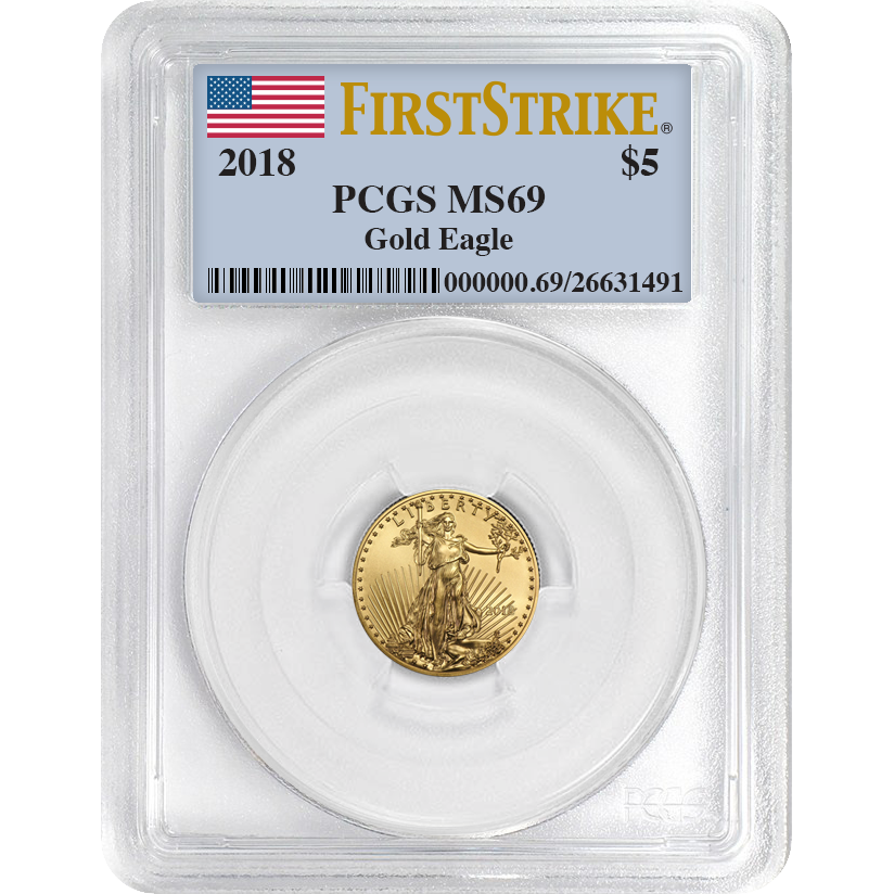 2018\u00201\u002F10\u0020oz\u0020PCGS\u0020MS\u002D69\u0020First\u0020Strike\u0020Gold\u0020American\u0020Eagle