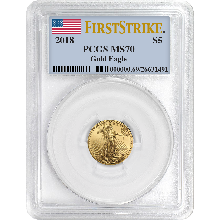 2018\u00201\u002F10\u0020oz\u0020PCGS\u0020MS\u002D70\u0020First\u0020Strike\u0020Gold\u0020American\u0020Eagle