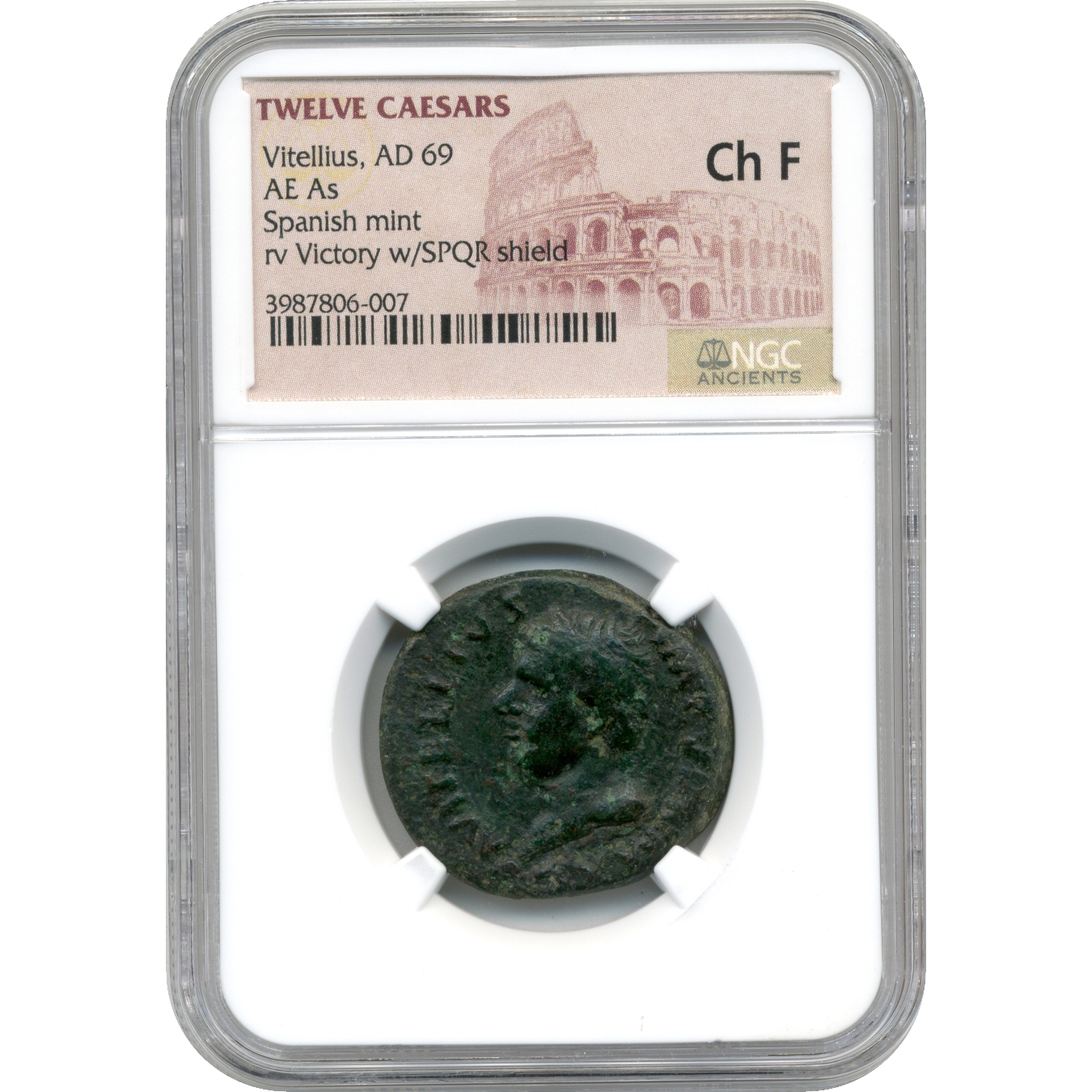Twelve\u0020Caesars\u0020Vitellius\u0020AE\u0020As\u0020AD\u002069\u0020Spanish\u0020Mint\u0020\u002D\u0020NGC\u0020Ch\u0020F
