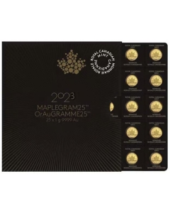 2023 25 x 1 Gram Canadian Gold Maplegram25 Coin Sheet 2023 25 x 1 Gram Canadian Gold Maplegram25 Coin Sheet
