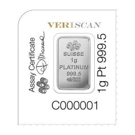 1 Gram Pamp Suisse Platinum Bar - In Assay