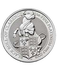 2019 1 oz Queen's Beasts Black Bull Platinum Coin