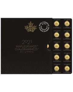 2023 25 x 1 Gram Canadian Gold Maplegram25 Coin Sheet