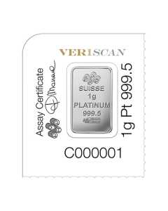 1 Gram Pamp Suisse Platinum Bar - In Assay