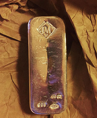100 oz Johnson Matthey Silver Bullion Bar