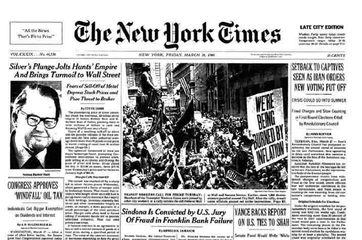 The New York Times Silver Plunges Jolts Hunts' Empire