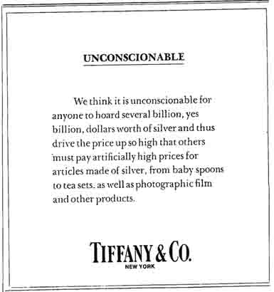 Tiffany & Co Ad Against The Hunt Brothers