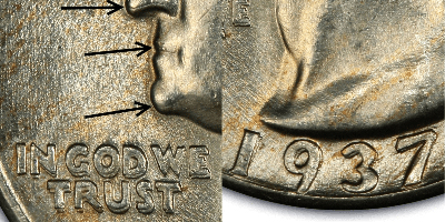 1937 Doubled Die Obverse Washington Quarter