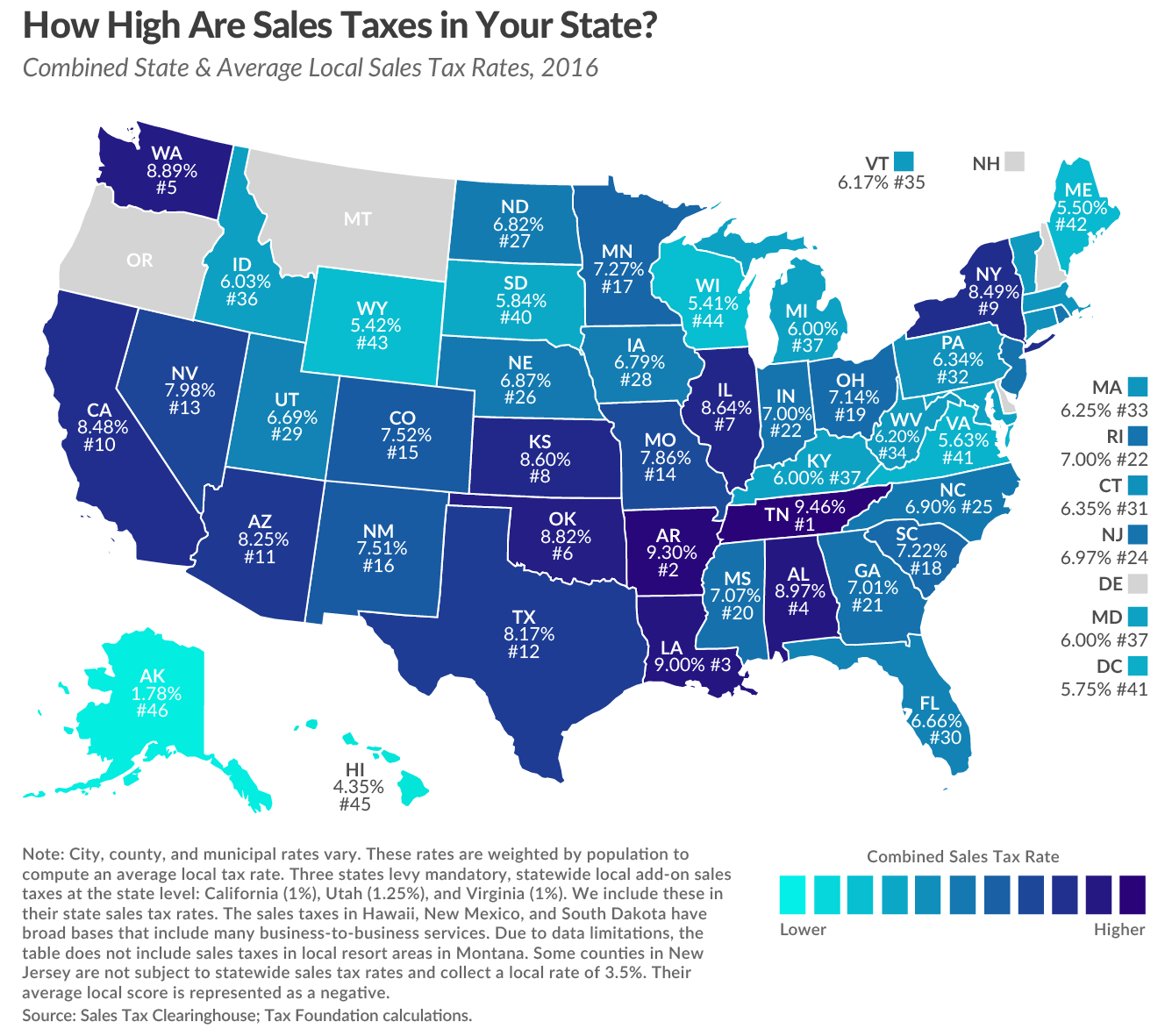 State Sales Tax Rates Map 2016 SD Bullion SDBullion.com
