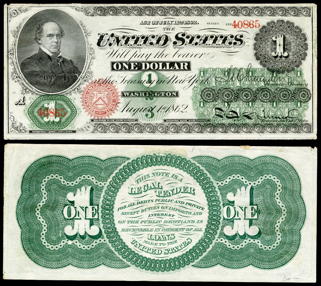 April 1860 Greenback One Dollar