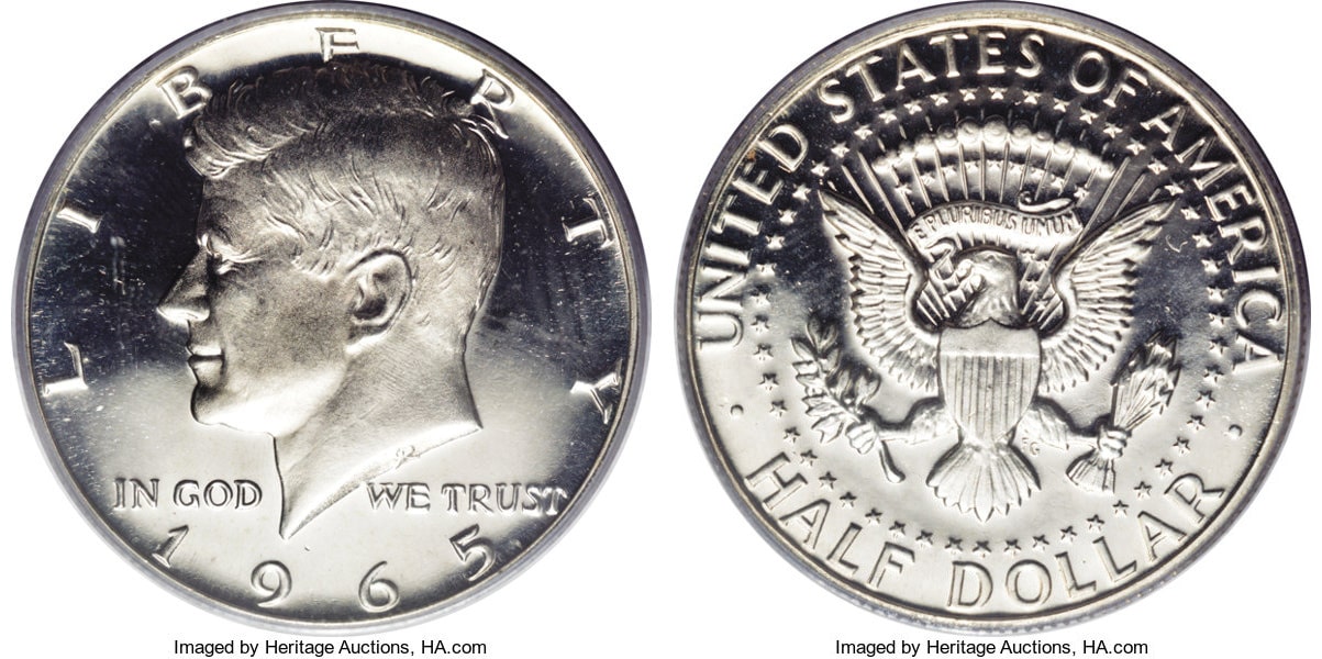 $12,650.00 Seldom-Seen Kennedy Rarity 1965 SMS, MS67 Deep Cameo
